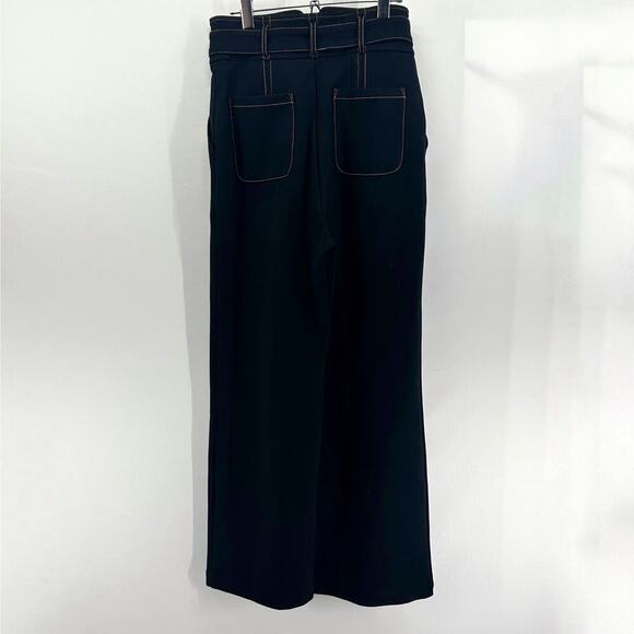 Anthropologie Maeve Irina Relaxed Ponte Wide Leg Belted Pants Size 6 - Picture 3 of 5